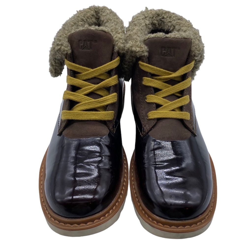 CAT Brand Womens Boots Sz 7 Brown Leather Lace Up Lined Fall Winter Casual